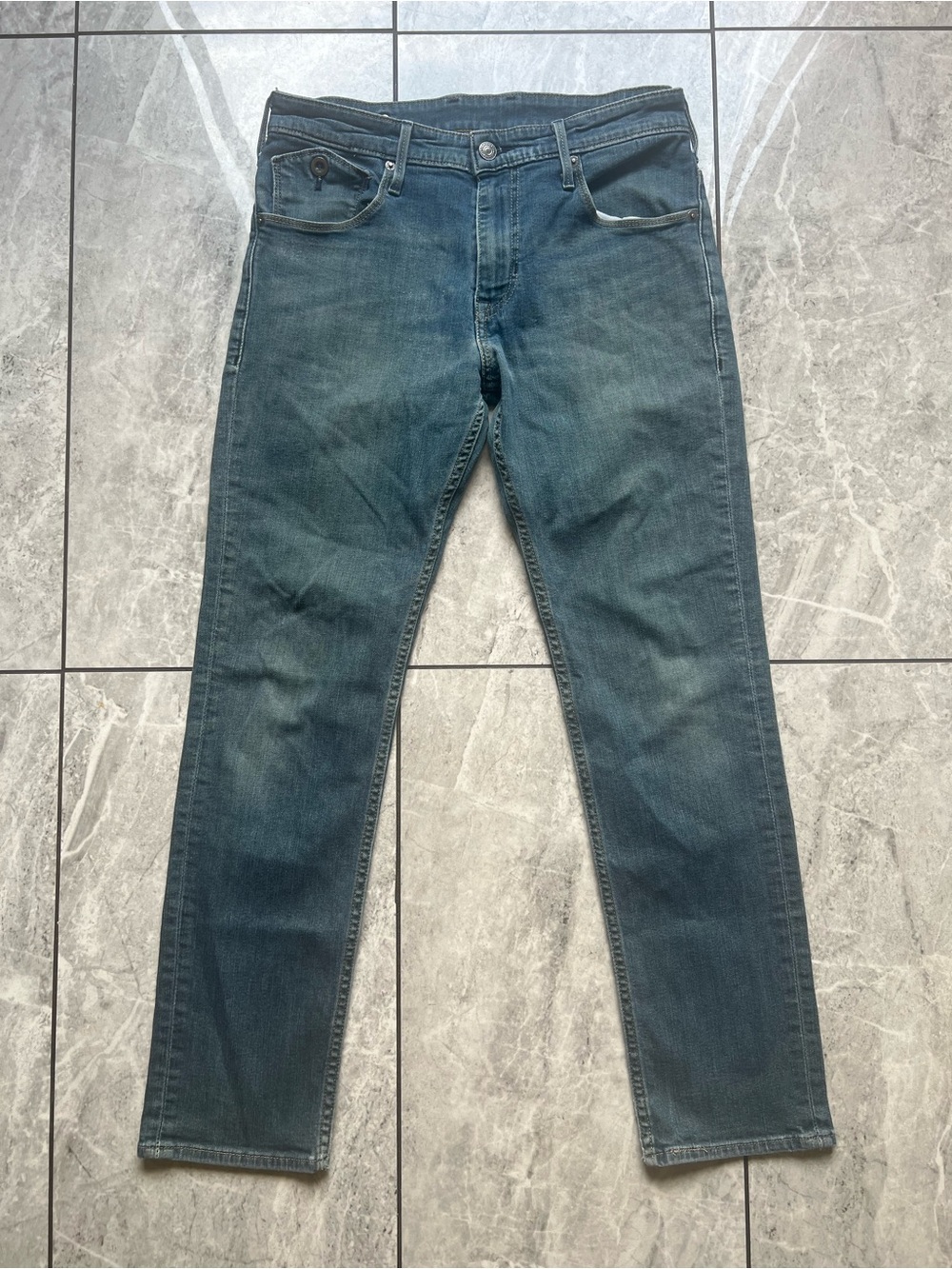 Levi's 511 Engineered Jeans Knit Denim 3D Twisted Seam Cinch Side Blue 32Wx30L